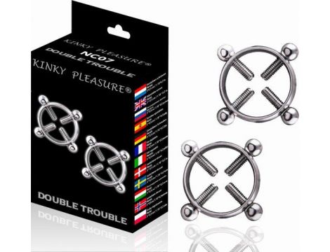 Klipsy na sutki Kinky Pleasure Double Trouble regulowane stal nierdzewna - 3