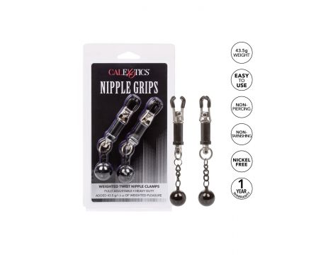 Weighted Twist Nipple Clamps Silver - 2