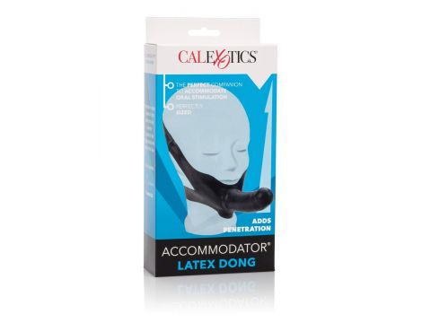Knebel z lateksowym dildem The Accommodator czarny 14 cm z wibracją - 2