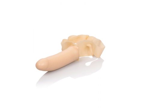 Knebel z wibrującym dildem latexowym Accommodator jasny 14 cm - 3