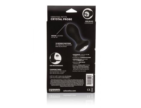 Wibrujący plug analny Calexotics Petite Crystal Probe czarny 9.5 cm - 3