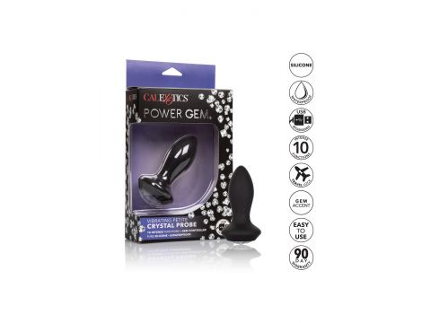 Wibrujący plug analny Calexotics Petite Crystal Probe czarny 9.5 cm - 5