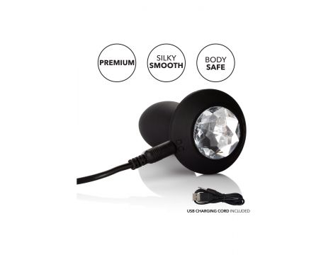 Wibrujący plug analny Calexotics Petite Crystal Probe czarny 9.5 cm - 6