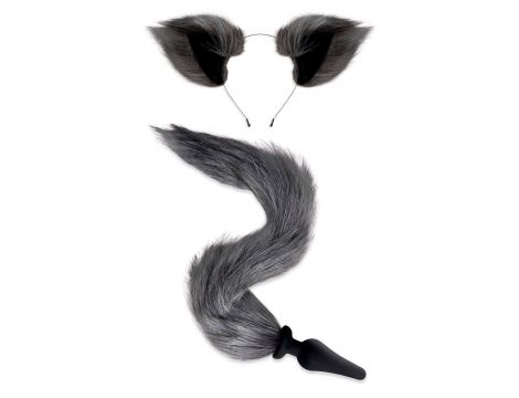 WHIPSMART 4.5 INCH SILICONE PLUG WITH GREY INDIGO FOX TAIL SET