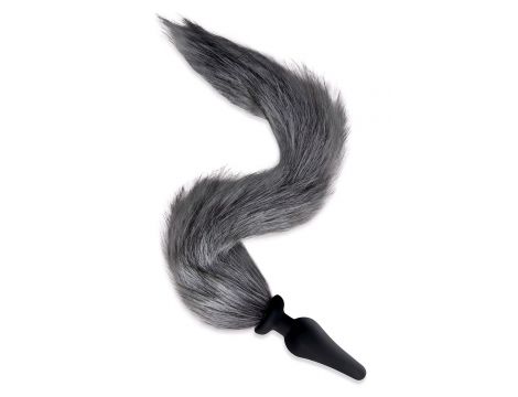 WHIPSMART 4.5 INCH SILICONE PLUG WITH GREY INDIGO FOX TAIL SET - 2