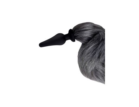 WHIPSMART 4.5 INCH SILICONE PLUG WITH GREY INDIGO FOX TAIL SET - 4