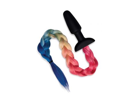 WHIPSMART 4.9 INCH SILICONE PLUG WITH PLAY TAILS RAINBOW TAIL - 3