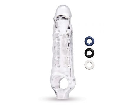 SIZE UP CLEAR VIEW STUDDED PENIS EXTENDER WITH BALL LOOP - 2