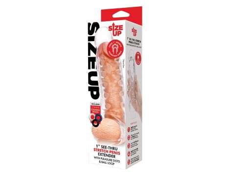 SIZE UP CLEAR VIEW STUDDED PENIS EXTENDER WITH BALL LOOP