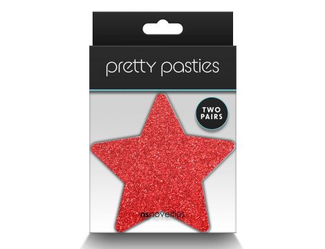 PRETTY PASTIES GLITTER STARS RED SILVER 2 PAIR - 2