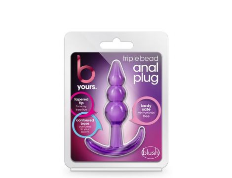 Korek analny potrójny koralik Blush B Yours fioletowy TPE - 5