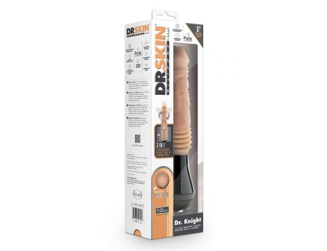 DR. SKIN SILICONE DR. KNIGHT THRUSTING GYRATING VIBRATING DILDO BEIGE - 5