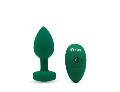 B-VIBE VIBRATING JEWEL PLUG M/L EMERALD GREEN