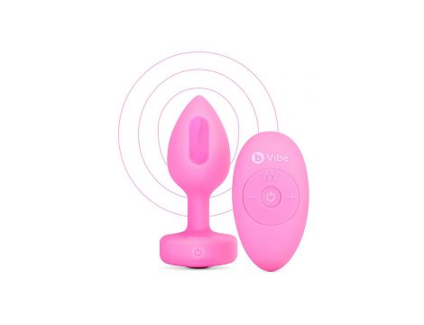 VIBRATING HEART SHAPE JEWEL PLUG SM PINK - 3