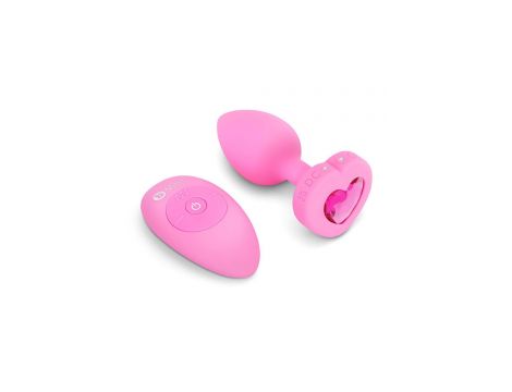 VIBRATING HEART SHAPE JEWEL PLUG SM PINK - 2