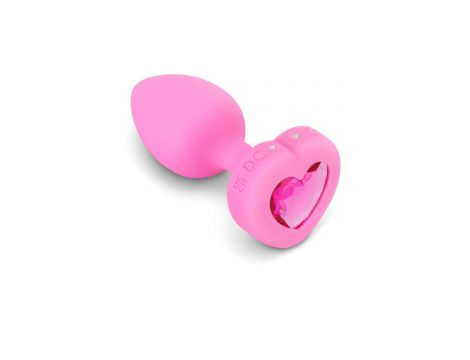 VIBRATING HEART SHAPE JEWEL PLUG SM PINK