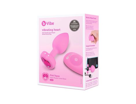 VIBRATING HEART SHAPE JEWEL PLUG SM PINK - 5