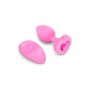 VIBRATING HEART SHAPE JEWEL PLUG SM PINK - 3