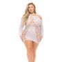 ANIMAL INSIDE HALTER DRESS WHITE, PLUS SIZE - 3