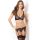 3PC LUX LACE LUREX GARTER & THONG SET BLACK, M/L