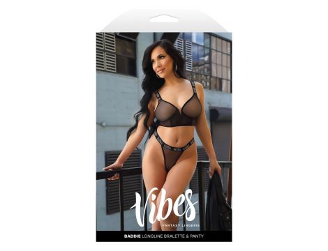 BADDIE LONGLINE MESH BRALETTE & PANTY, L/XL - 3
