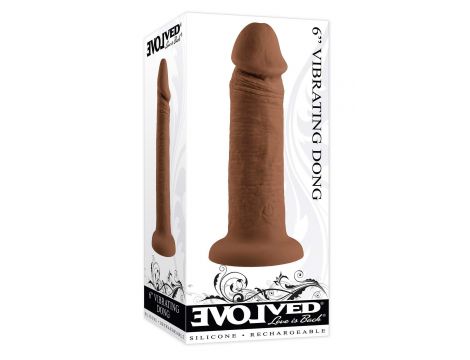 EVOLVED 6INCH VIBRATING DONG, DARK FLESH - 5