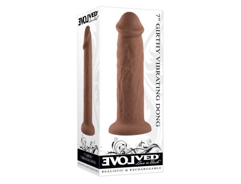 EVOLVED 7INCH GIRTHY VIBRATING DONG, DARK FLESH - 5