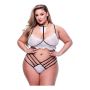 2PC STRAPPY LACE BRA & PANTY SET BLACK, QUEEN - 4