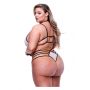 2PC STRAPPY LACE BRA & PANTY SET BLACK, QUEEN - 2