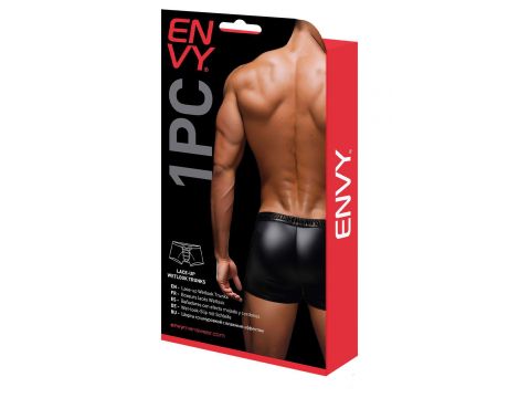 ENVY LACE-UP WETLOOK TRUNKS BLACK RED, M/L - 3