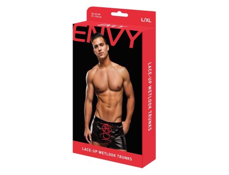 ENVY LACE-UP WETLOOK TRUNKS BLACK RED, M/L - 2