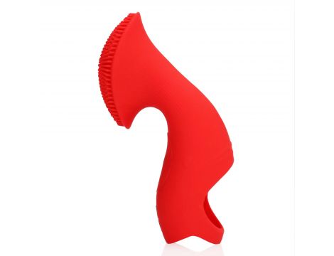 Mini wibrator na palec teksturowany Loveline czerwony 12 cm - 4