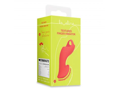 Mini wibrator na palec teksturowany Loveline czerwony 12 cm