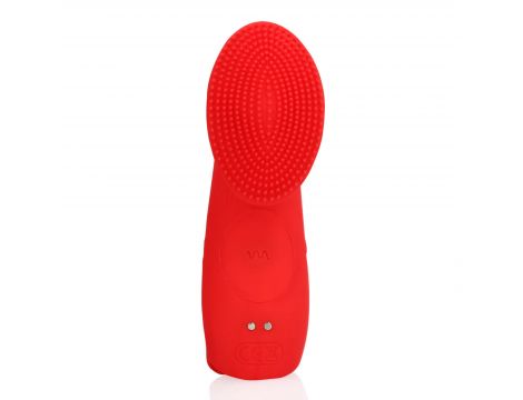 Mini wibrator na palec teksturowany Loveline czerwony 12 cm - 5