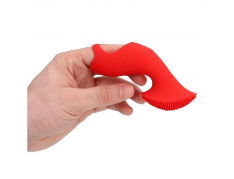 Mini wibrator na palec teksturowany Loveline czerwony 12 cm - 7