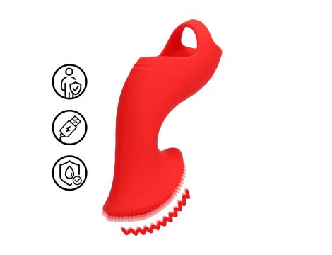 Mini wibrator na palec teksturowany Loveline czerwony 12 cm - 8