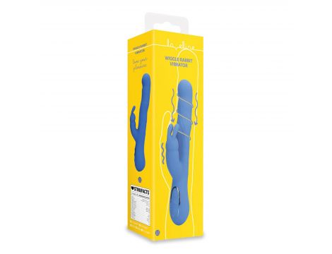 Wibrator króliczek Loveline Wiggle niebieski 24 cm - 5