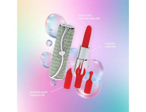 Mini wibrator pomadka Loveline zielony z 4 końcówkami USB - 6