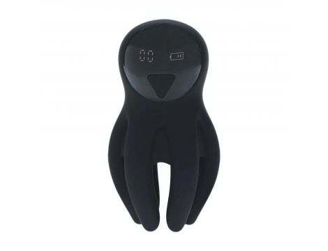 Digital Vibrating Silicone Penis Head Stimulator with Tentacles - Black - 3