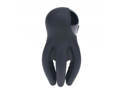 Digital Vibrating Silicone Penis Head Stimulator with Tentacles - Black - 4