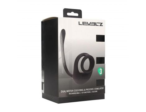 Dual Motor Silicone Cockring with Prostate Stimulator - Black - 4