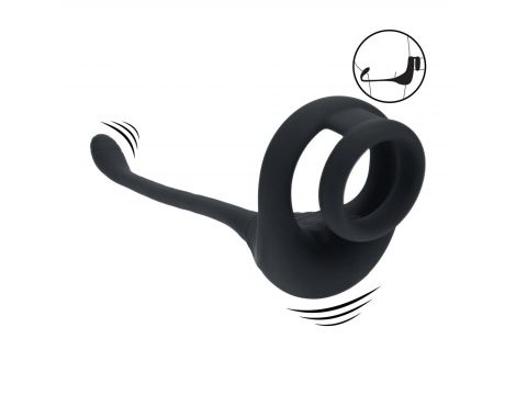 Dual Motor Silicone Cockring with Prostate Stimulator - Black - 3
