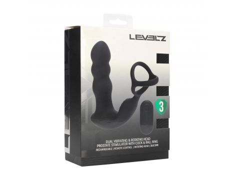 Masażer prostaty z rotującą głowicą Levelz silikonowy czarny 16,8 cm - 2