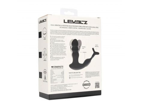 Masażer prostaty z rotującą głowicą Levelz silikonowy czarny 16,8 cm
