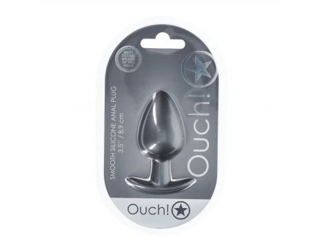 Smooth Silicone Anal Plug - Large - 3.5" / 8,9 cm - Gunmetal - 2