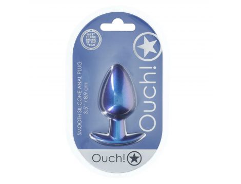 Smooth Silicone Anal Plug - Large - 3.5" / 8,9 cm - Metallic Blue