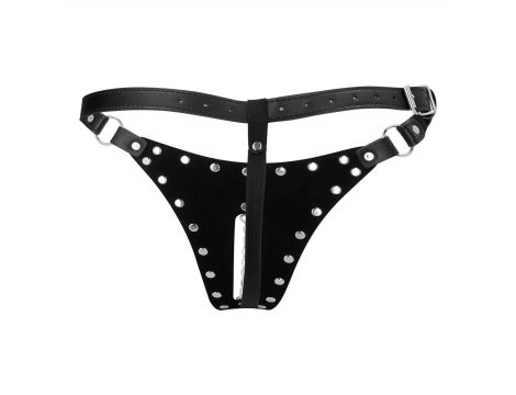 Pas cnoty thong Ouch ze skóry PU z łańcuchem czarnym - 5