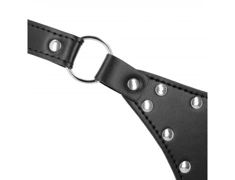 Pas cnoty thong Ouch ze skóry PU z łańcuchem czarnym - 6