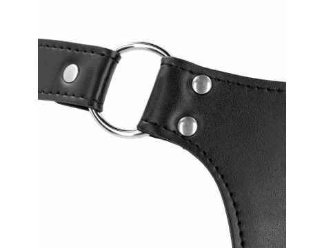 Pas cnoty ze skóry PU Ouch z paskami czarny 110 cm - 7