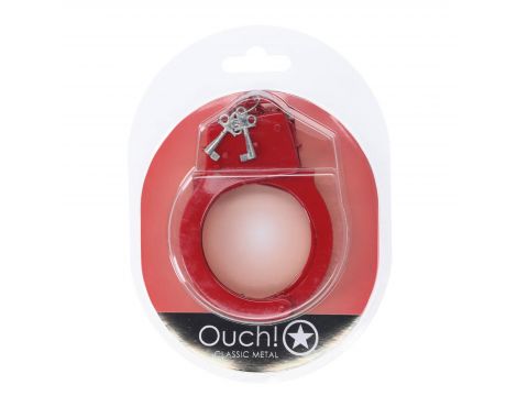 Kajdanki metalowe Ouch! czerwone 24 cm - 2